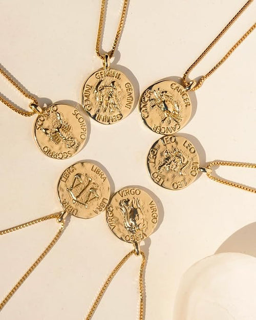 James Michelle Horoscope Necklace for Women – 3-Year Color Guarantee – Waterproof, Non-Tarnish, Hypoallergenic, Gold PVD Coated – Great for Beach, Wedding, Gifts