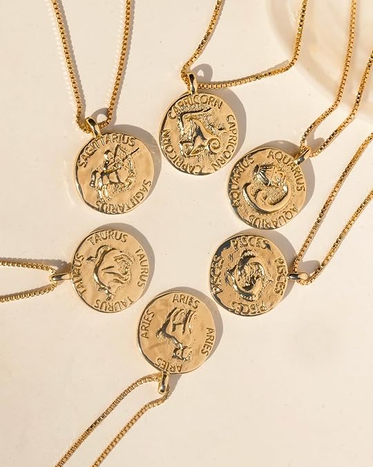 James Michelle Horoscope Necklace for Women – 3-Year Color Guarantee – Waterproof, Non-Tarnish, Hypoallergenic, Gold PVD Coated – Great for Beach, Wedding, Gifts