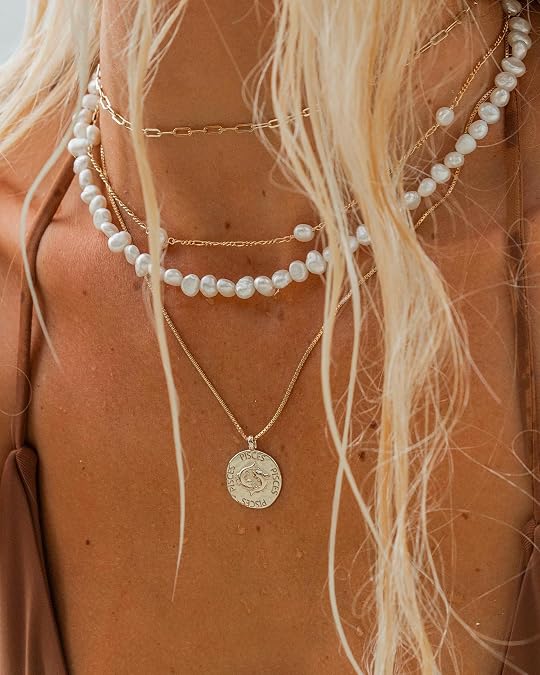 James Michelle Horoscope Necklace for Women – 3-Year Color Guarantee – Waterproof, Non-Tarnish, Hypoallergenic, Gold PVD Coated – Great for Beach, Wedding, Gifts